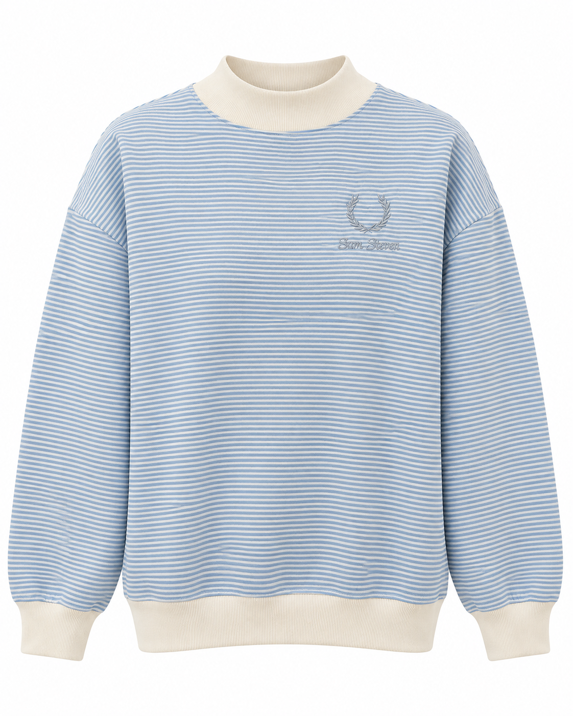W STRIPED MOCK NECK SWEATSHIRT