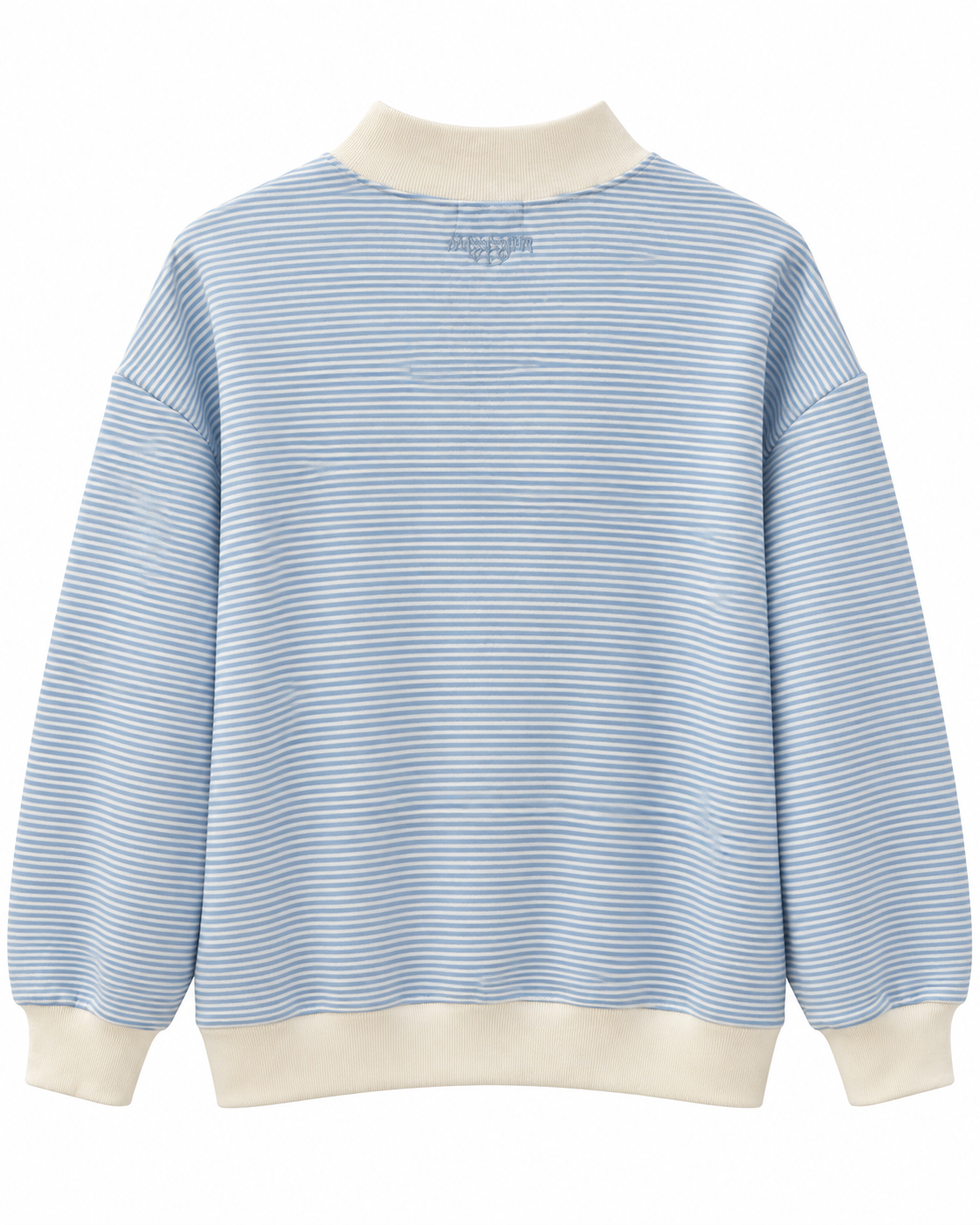 W STRIPED MOCK NECK SWEATSHIRT